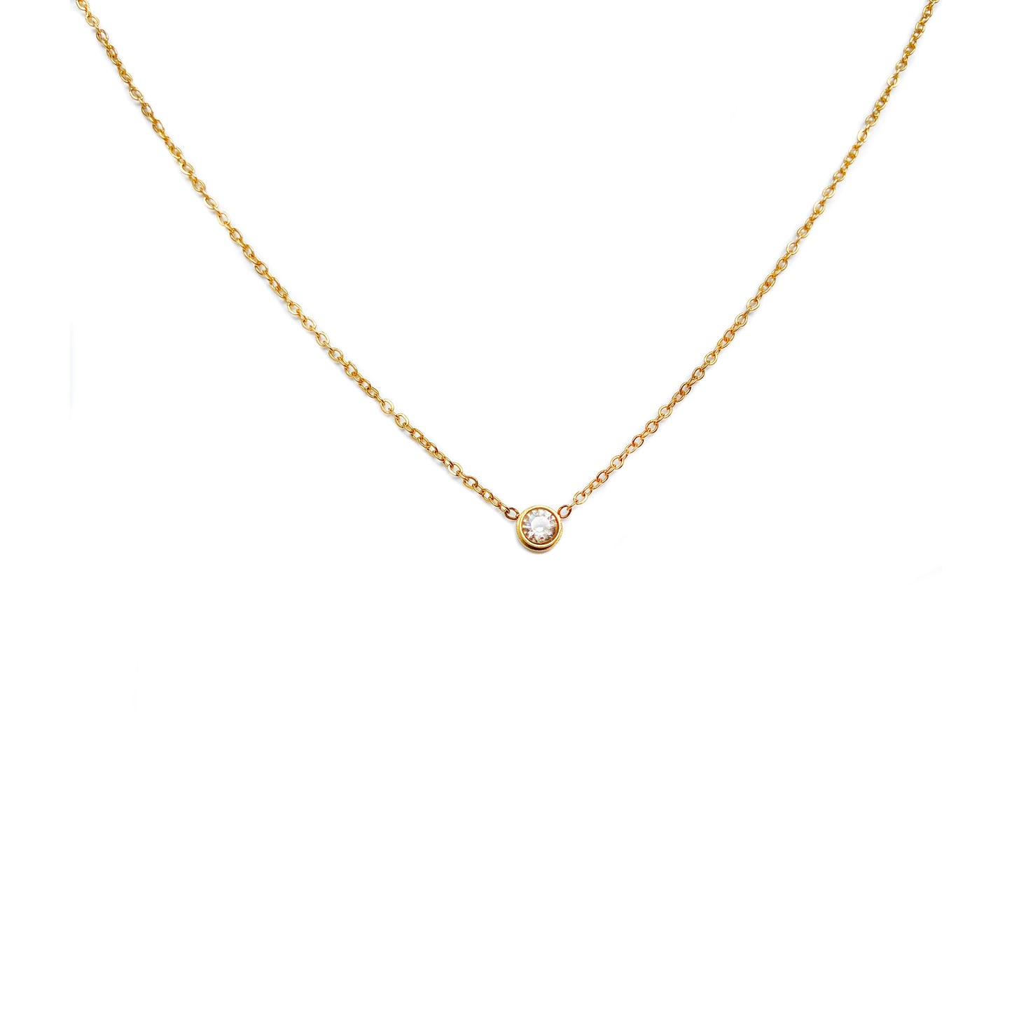18K Gold plated zircon circle stone Necklace