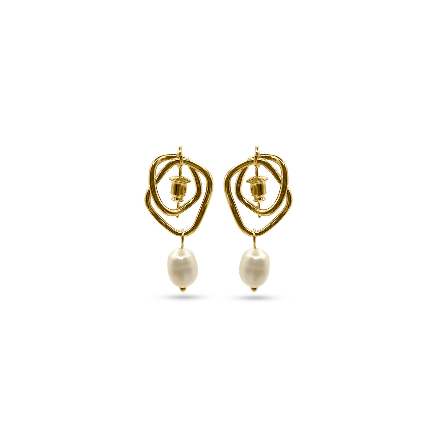 14K Gold Plated Irregular freshwater pearl earrings