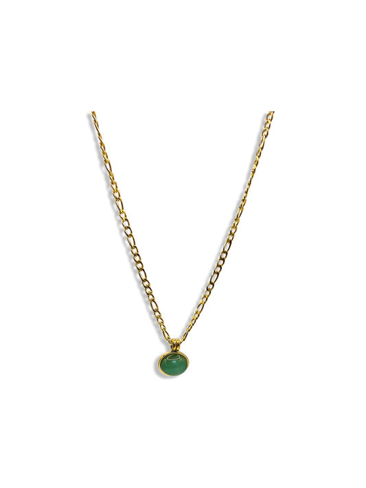 14K Gold PVD Green agate Necklace