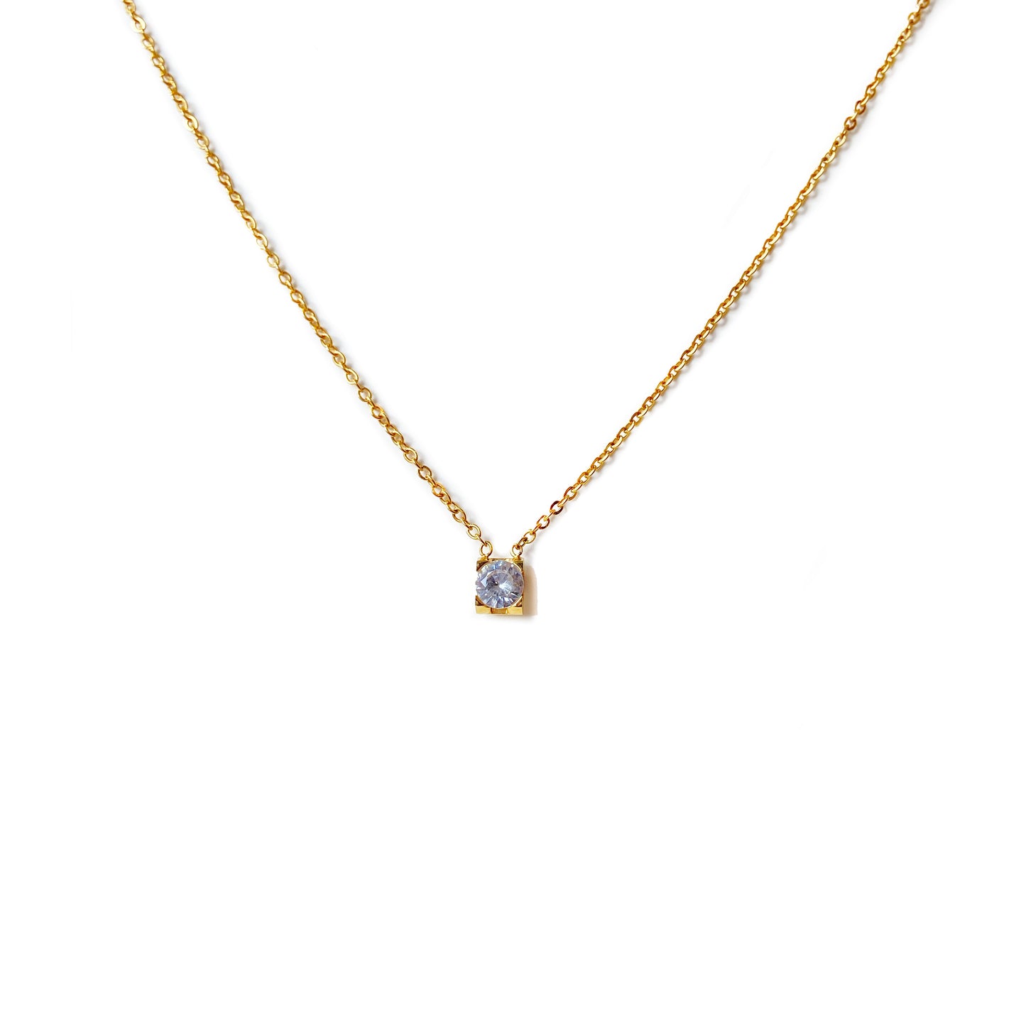 18K Gold plated round cubic zirconia necklace