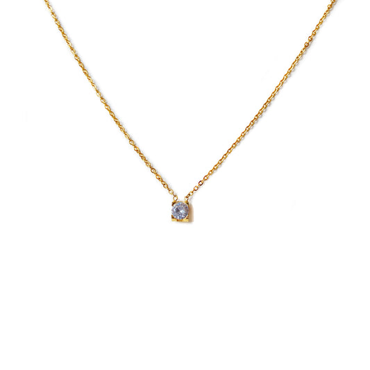 18K Gold plated round cubic zirconia necklace