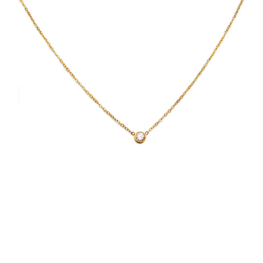 18K Gold plated zircon circle stone Necklace