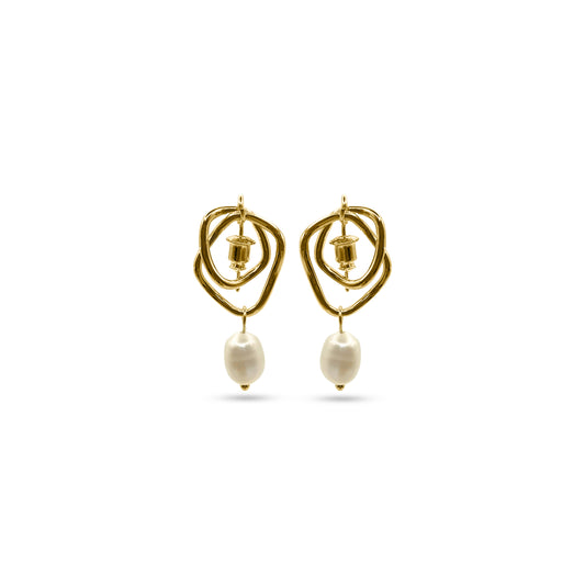 14K Gold Plated Irregular freshwater pearl earrings
