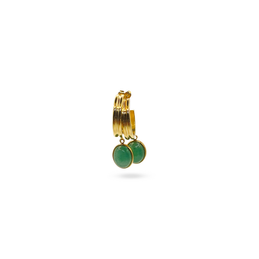 14K Gold PVD Green agate Earrings