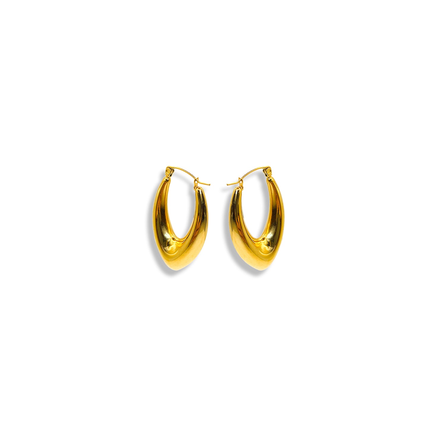 18K Gold PVD plated chunky oval hoop earrings